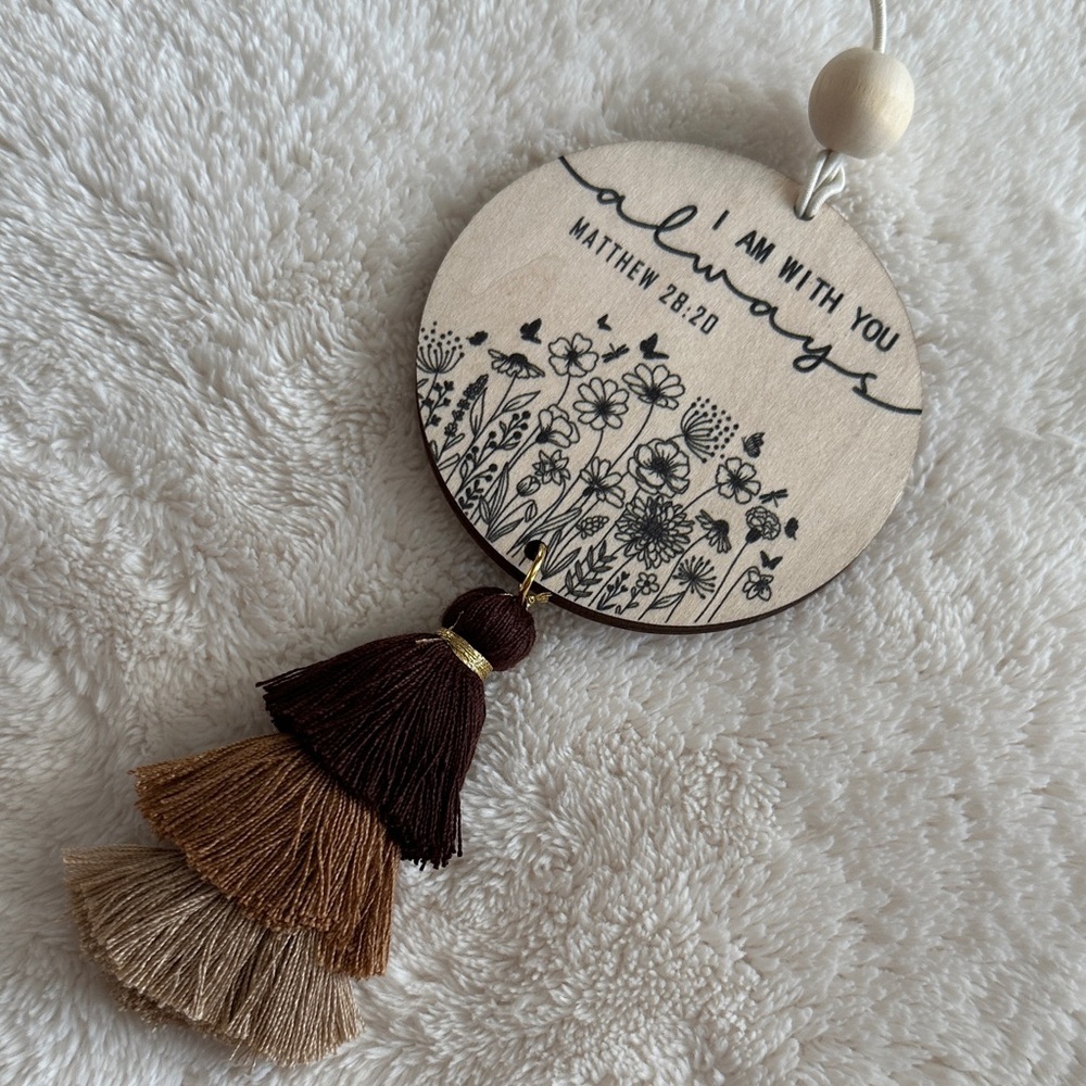 Inspirational Scripture Rear View Mirror Hanging Daily Inspiration with Tassels - Picture 4 of 7
